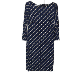 Lauren Ralph Lauren Navy Blue Chain Pattern Dress Size 6